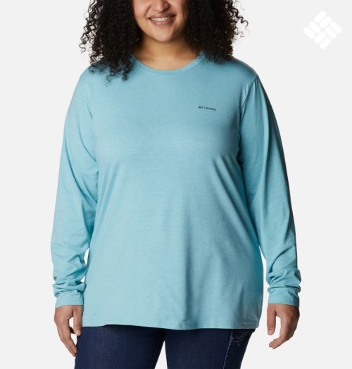 Tricouri Columbia Sun Trek Long Sleeve Dama Turcoaz | Plus Size XW9SZQMA1